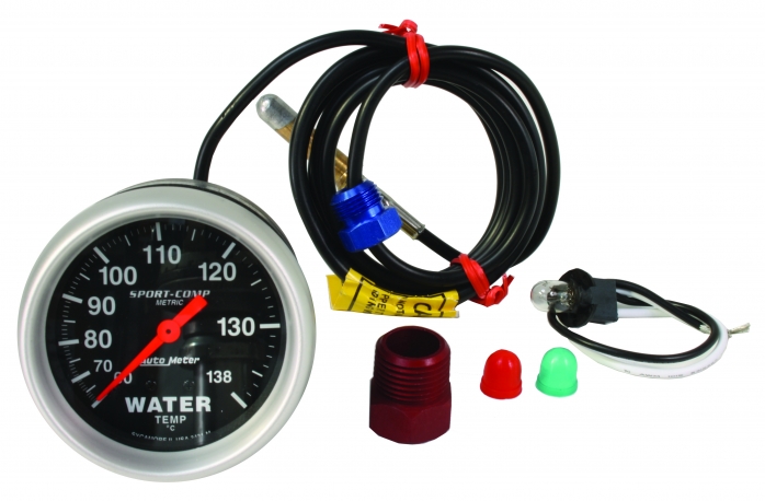 Coolant Temp Gauge, 2 5/8", S/Comp, 140deg C