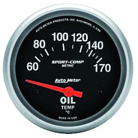 Oil temp gauge, 2 5/8, S/Comp, 60-170deg C with sender*