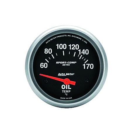 Oil temp gauge, 2 5/8", S/Comp, 60-170deg C with sender*