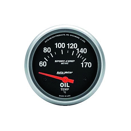 Oil temp gauge, 2 5/8, S/Comp, 60-170deg C with sender*