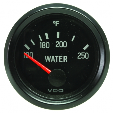 VDO Water Temp Gauge, 52mm, Black Cockpit, 100-250F