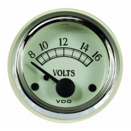 VDO Voltmeter, 52mm, Royale, Chrome/White