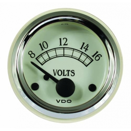 VDO Voltmeter, 52mm, Royale, Chrome/White