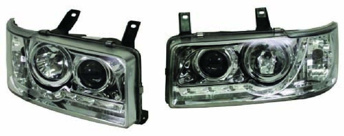 Headlights, Chrome, Audi Style, Pair, Short Nose, RHD, T4