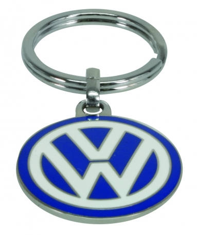 Key Ring, VW Logo, Blue Enamel, Small, Double Sided
