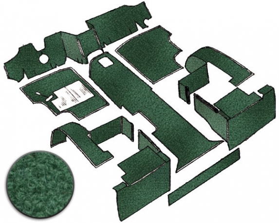 Carpet Set Cab Nylon 9pc T25 WC Petrol LHD Green