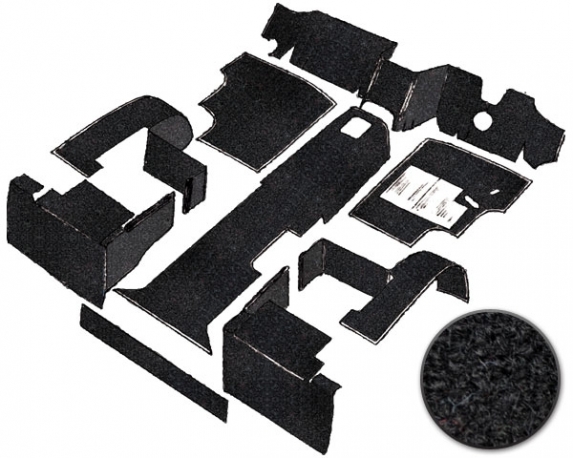 Carpet Set, Nylon 10pc, RHD, Petrol WC, Black, T25