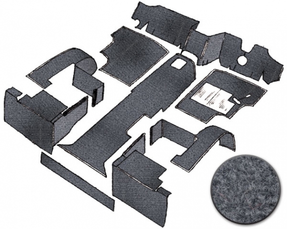 9pc Carpet Set, Nylon, Grey, Petrol, RHD, T25 80-92