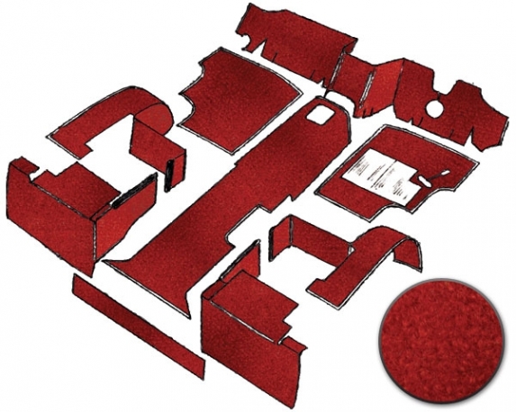 Carpet Set Cab Nylon 9pc T25 WC Petrol RHD Red