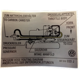 Sticker, Vacuum Hose Routing Diagram, Mk2 Golf G60