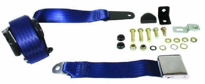 Seat Belt, Front, 3pt Inertia, Chrome Buckle, D/Blue