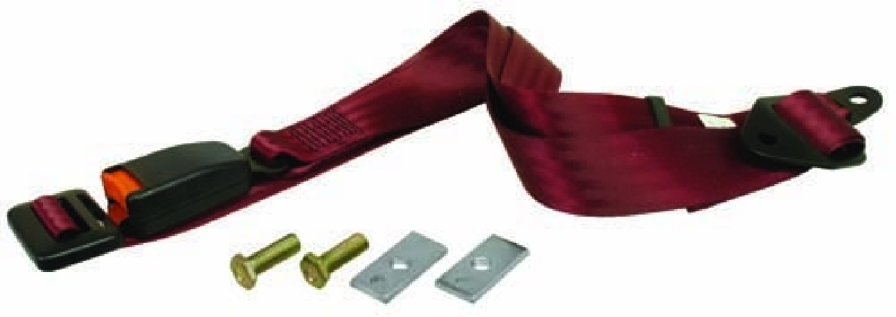 Lap Belt, 2pt Static, Chrome Buckle, Burgundy Webbing