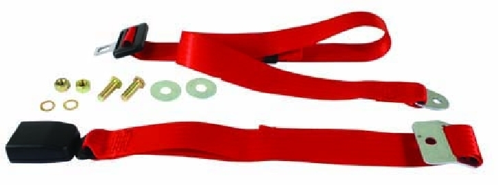Lap Belt, 2pt Static, Modern Buckle, Red