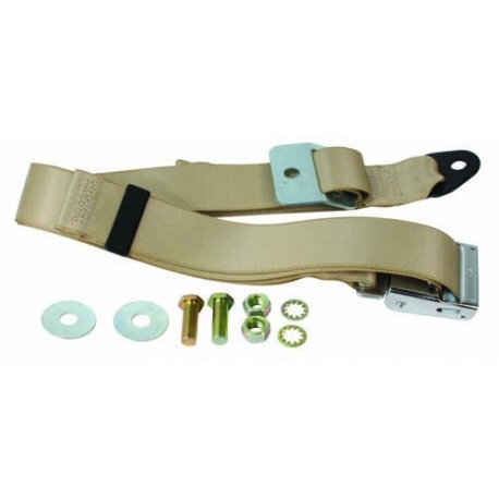 Lap Belt, 2pt Static, Chrome Buckle, Cream Webbing