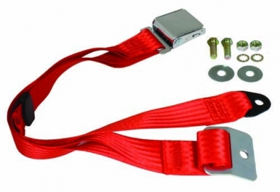 Cinturones de Seguridad, 2 Puntos, hebilla Cromado, Rojo, Calidad Superior