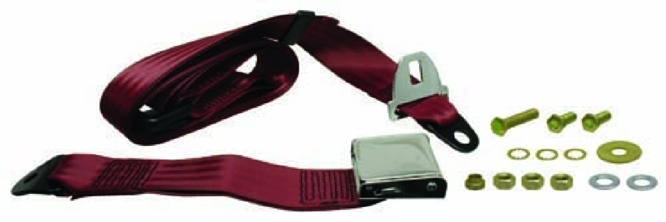 **SO** Seat Belt 3pt Static Chrome Buckle All Webbing Burgun