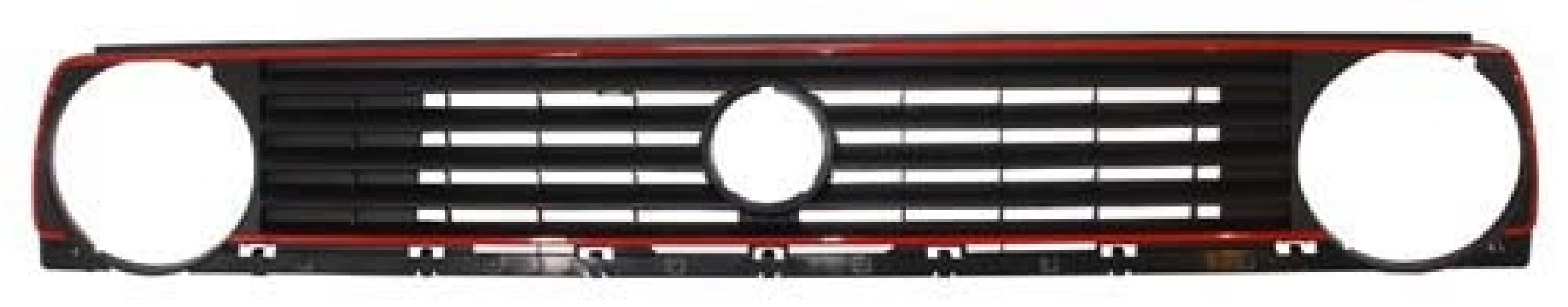 Front Grille, 5 Slat, Single Lamp, Red Trim, Repro, Mk2 Golf