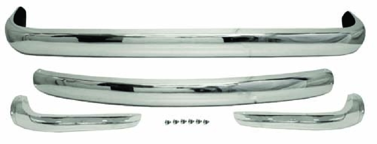 Bumper Set, Front & Rear, S/Steel, No Bracket Holes, Bay 68-