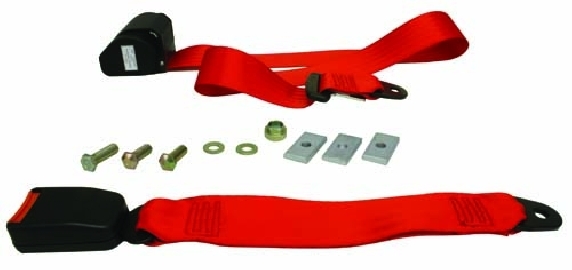 Rear Seat Belt Inertia Modern Buckle All Webbing Red