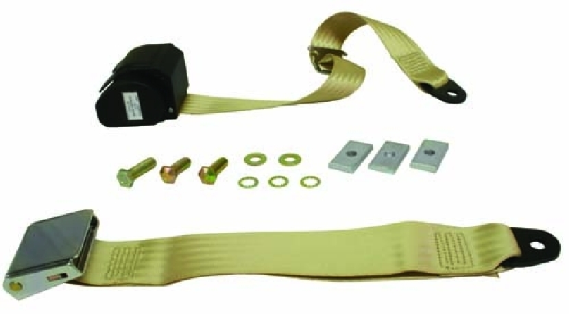 Rear Seat Belt 3pt Inertia Chrome Buckle Cream