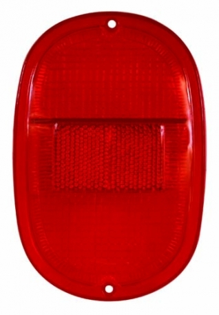 Rear lamp lens, All Red, No Trim, Twin Bulb, Split 62-67