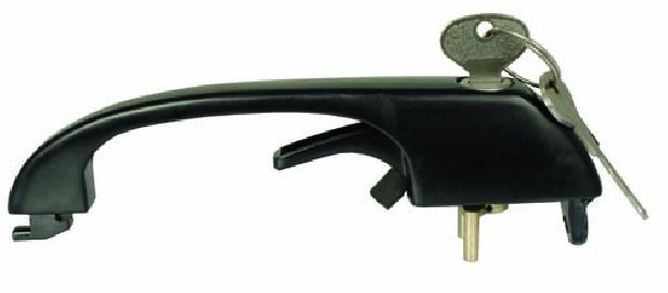 Door Handle, Inc Keys, Black, Exterior Cab, T25 80-92