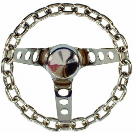 Steering Wheel Chain grip 10" Chrome 3" 1/2" Dish