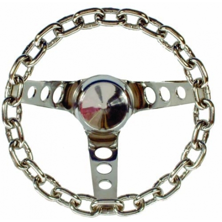 Steering Wheel Chain grip 10" Chrome 3" 1/2" Dish