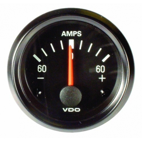 VDO Ammeter, Black Cockpit, 52mm/60amp