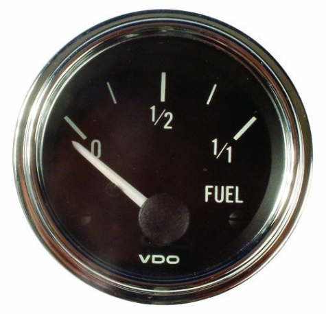 VDO Fuel Gauge, 52mm, Series 1, for universal sender, Chrome