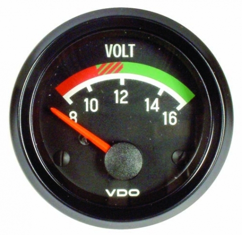 VDO Voltmeter, 52mm, Black Cockpit