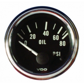 VDO Oil Pressure Gauge, Series 1, 80psi, Chrome