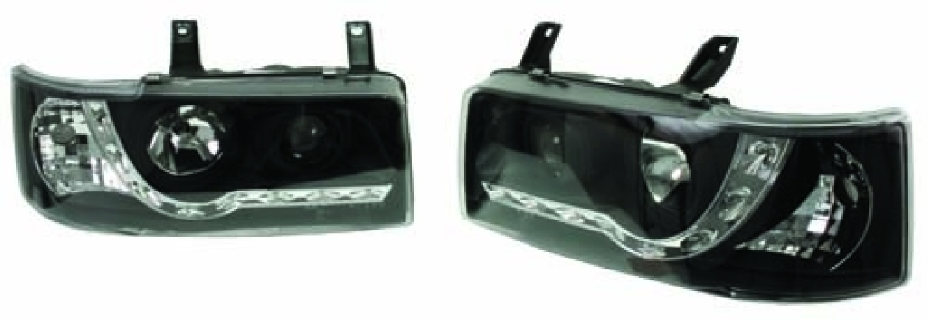 Headlights, Black, Audi Style, Pair, Short Nose, T4 90-03