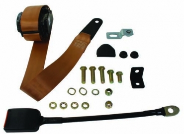 Front Seat Belt, 3pt Inertia, Modern Buckle Stalk, Tan