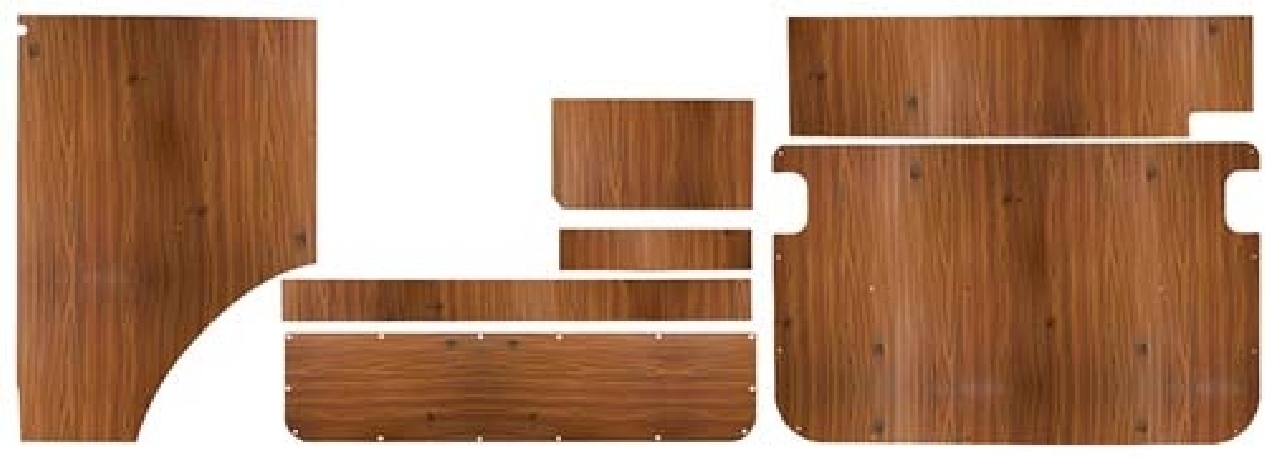 7 Piece Plywood Interior Panel Set, Berlin, Baywindow 73-79