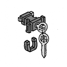 Glove Box Lock and Keys Pinch Release, Beetle 1303, T25 -92