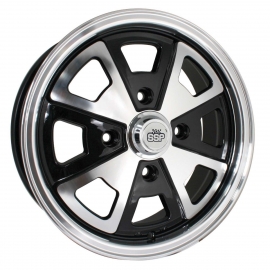Wheel, SSP 914 Alloy, Black & Polish, 4/130 5.5"x15" ET35